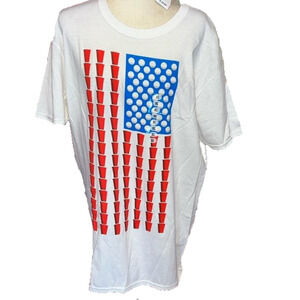 NWT Beer Pong American Flag Shirt XL